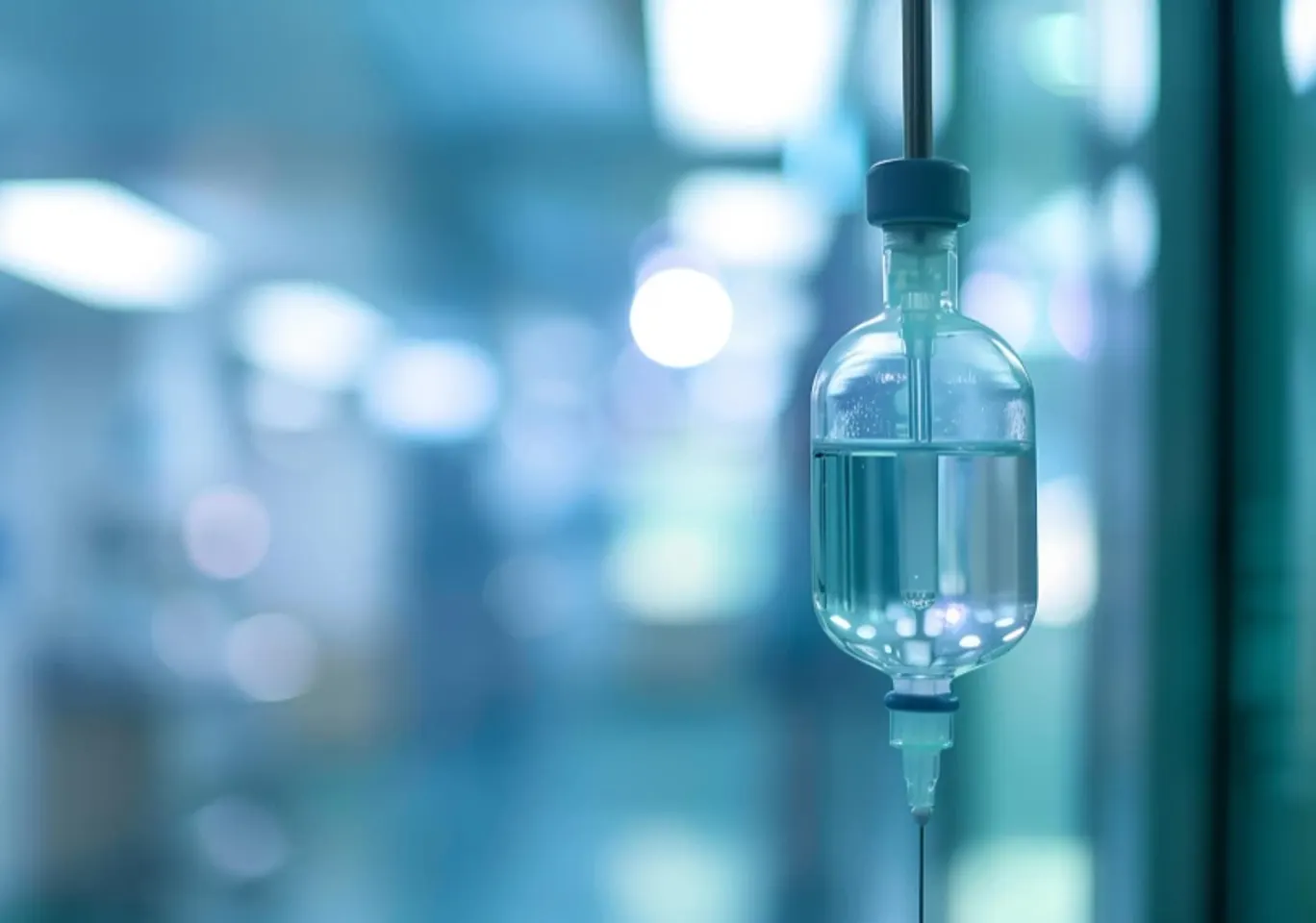 Detoks alkoholowy Rawicz: butelka infuzyjna zawieszona w gabinecie